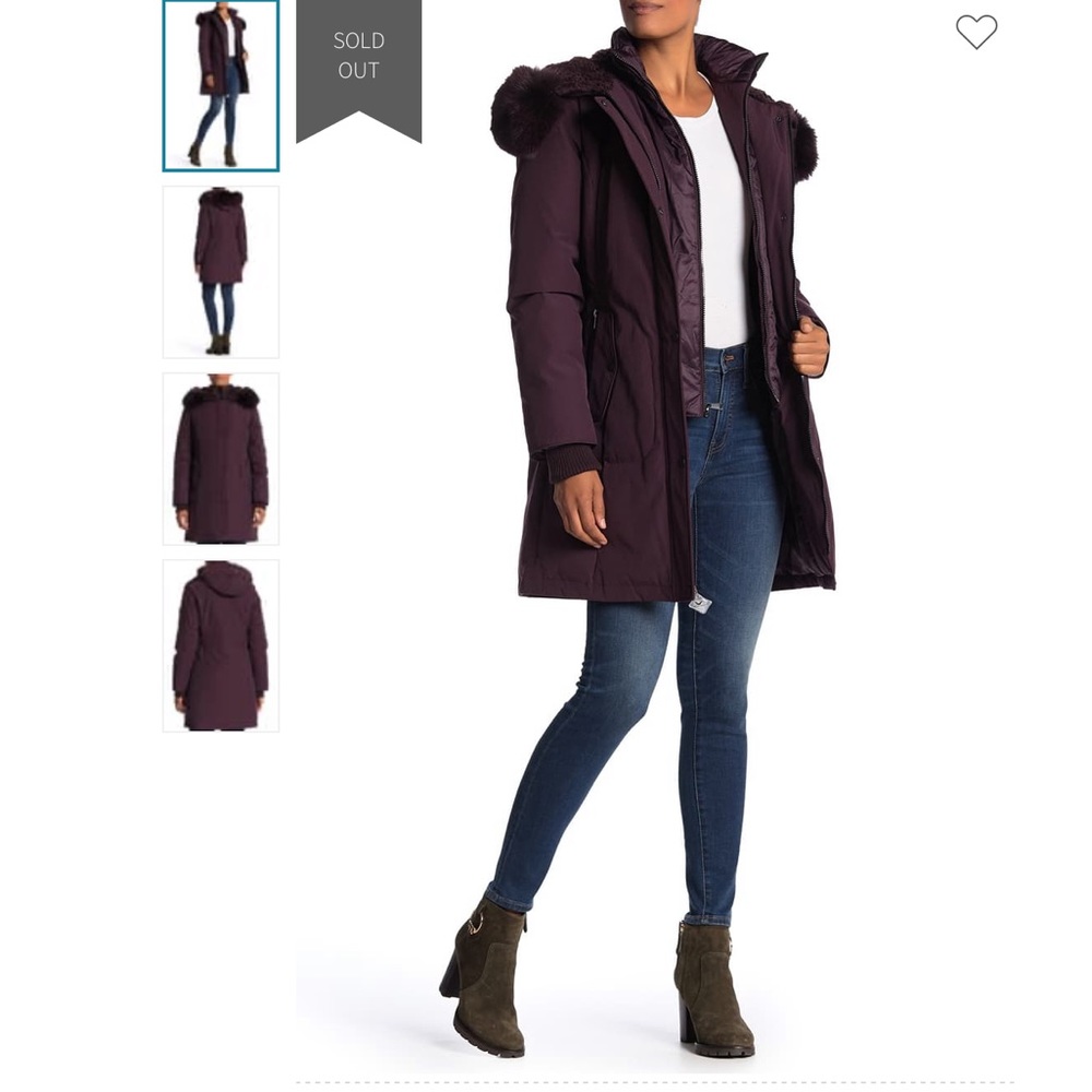 1 MADISON Genuine Fox Fur Trimmed Hooded Parka